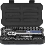 WORKPRO Steckschlüsselsatz 39-tlg. Umschaltknarre 3/8" Ratschen mit Schnellspannfunktion Cr-V Steckschlüssel inkl. Schraubendreher Werkzeugkoffer für Auto