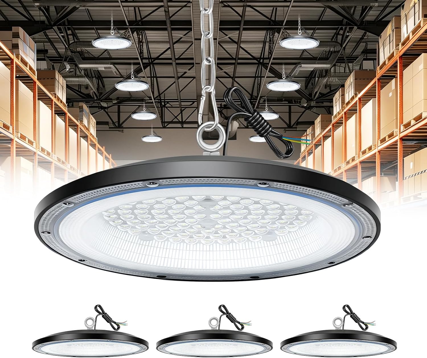 4 Stück 100W LED Werkstattlampe Hallenbeleuchtung Deckenleuchte 1 4 Stück 100W LED Werkstattlampe Hallenbeleuchtung Deckenleuchte