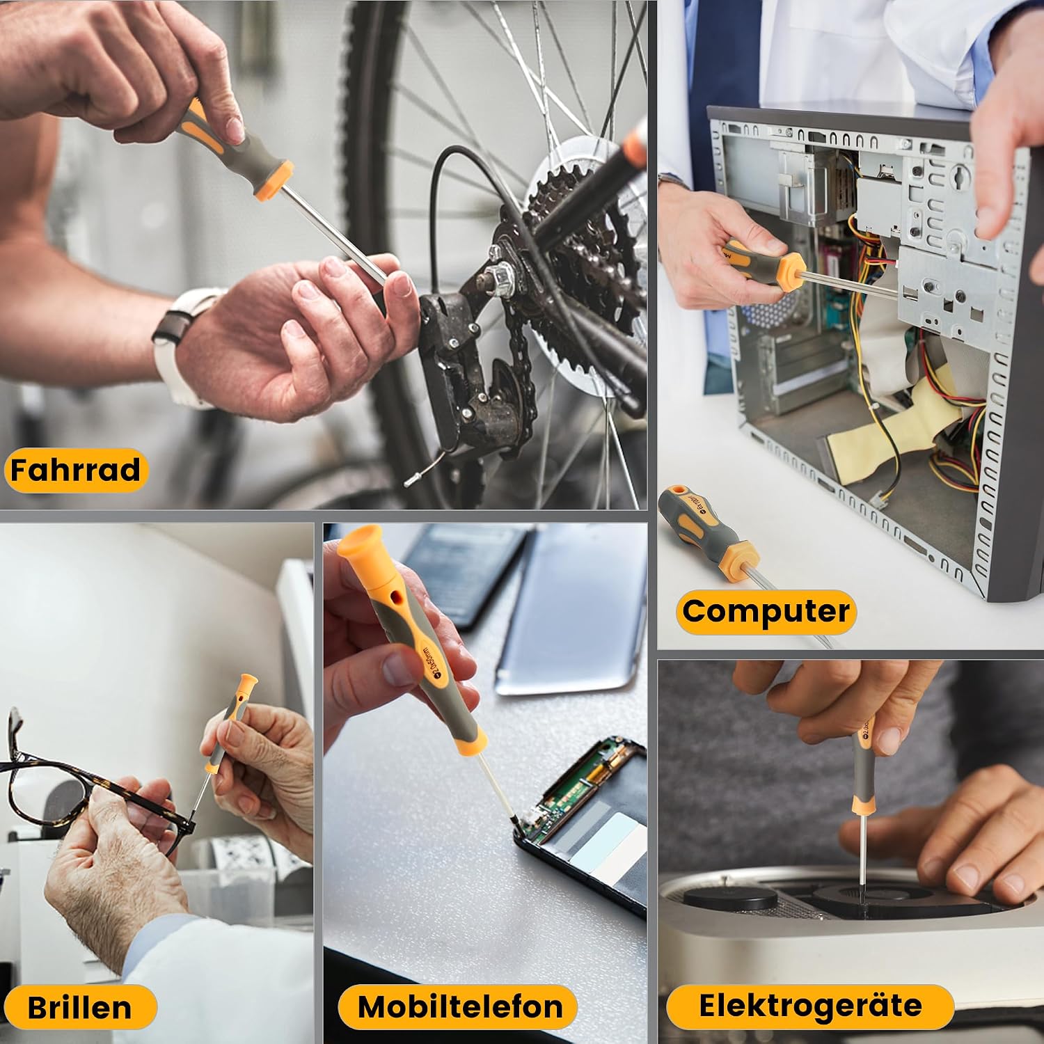 MulWark Magnetisches Schraubendreher-Set, 59-teilig, Chrom-Vanadium-Stahl, ergonomisches Design, Gummigriff, Schraubendreher-Set mit Koffer, Schlitz, Phillips, Sechskant, Pozidriv, Torx und Präzision, 3 MulWark Magnetisches Schraubendreher-Set, 59-teilig, Chrom-Vanadium-Stahl, ergonomisches Design, Gummigriff, Schraubendreher-Set mit Koffer, Schlitz, Phillips, Sechskant, Pozidriv, Torx und Präzision, – Bild 3