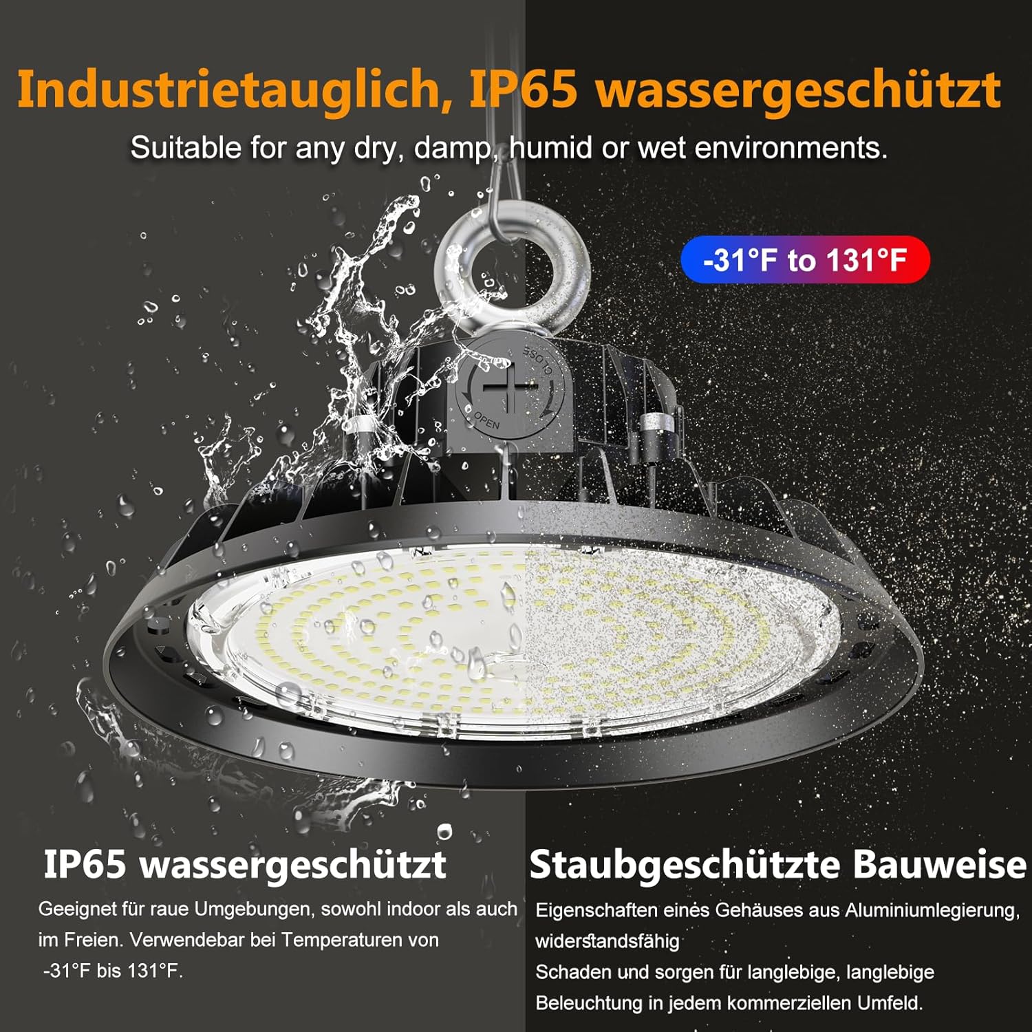 UFO 4 Stück LED Hallenstrahler 100W Treiber Dimmbare 170lm/W UFO High Bay Lampe LED 6000K Werkstattlampe 60W/80W/100W Superhelle Werkstatt IP65 Deckenleuchte 5 Jahre Garantie 4 UFO 4 Stück LED Hallenstrahler 100W Treiber Dimmbare 170lm/W UFO High Bay Lampe LED 6000K Werkstattlampe 60W/80W/100W Superhelle Werkstatt IP65 Deckenleuchte 5 Jahre Garantie – Bild 4