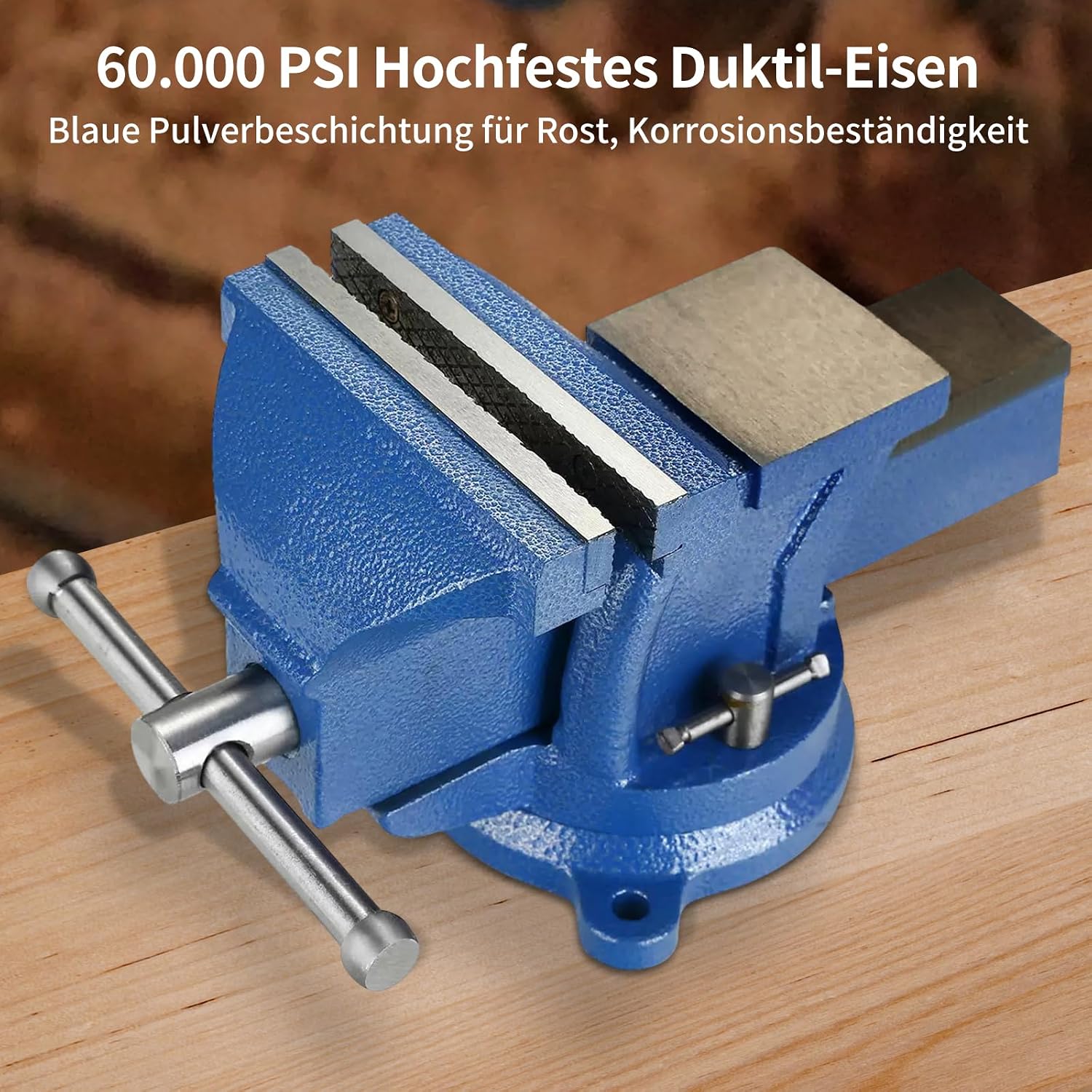 HYCHIKA Schraubstock 360° Drehbar, 125 mm Spannweite, Hochwertige Stahlbacken, Gusseisen Tischschraubstock, Handschraubstöcke klemmbar für Holzbearbeitung Metallbearbeitung Bohren 4 HYCHIKA Schraubstock 360° Drehbar, 125 mm Spannweite, Hochwertige Stahlbacken, Gusseisen Tischschraubstock, Handschraubstöcke klemmbar für Holzbearbeitung Metallbearbeitung Bohren – Bild 4