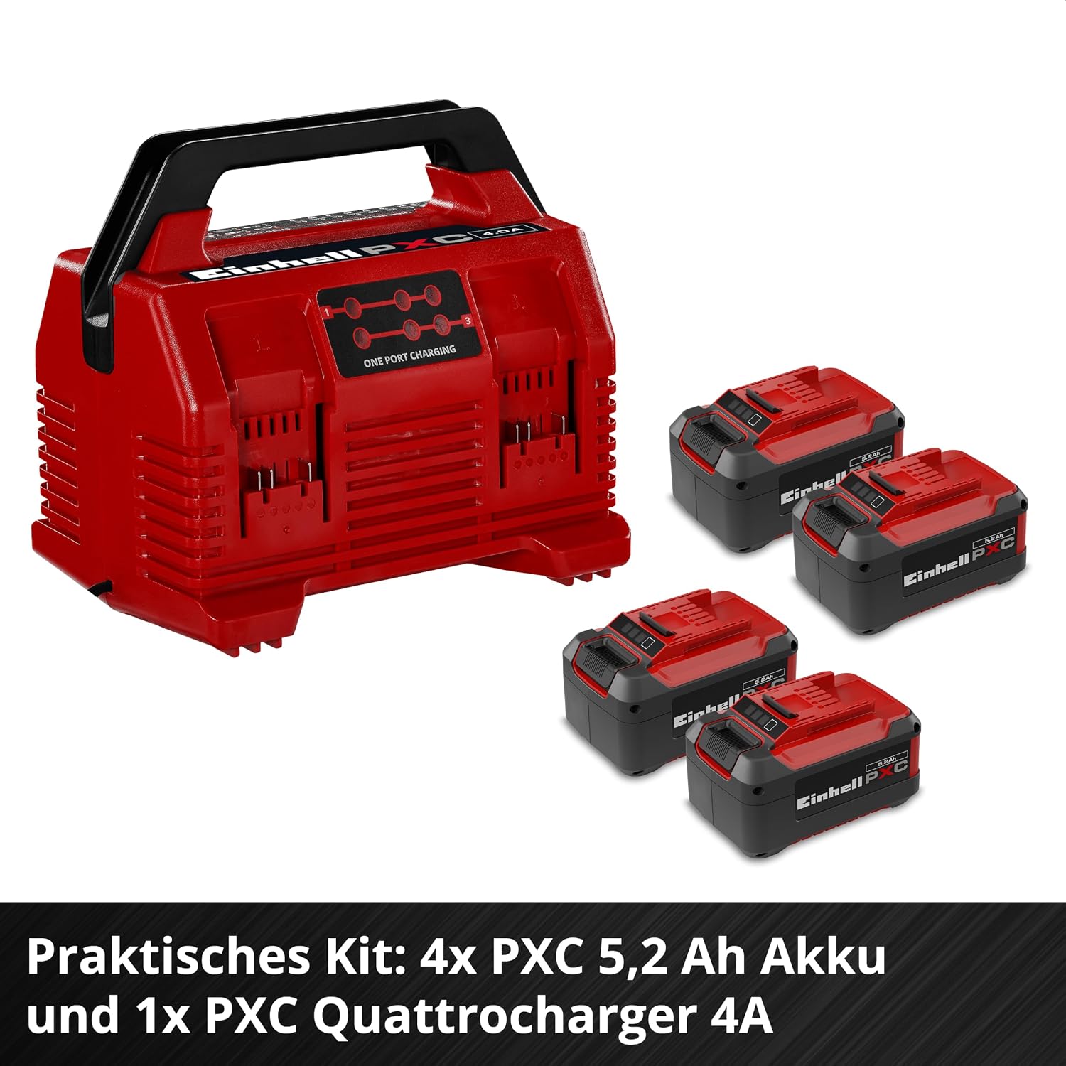 Original Einhell Kit PXC 4X 5,2 Ah & Quattrocharger 4 A 4 Original Einhell Kit PXC 4X 5,2 Ah & Quattrocharger 4 A – Bild 4