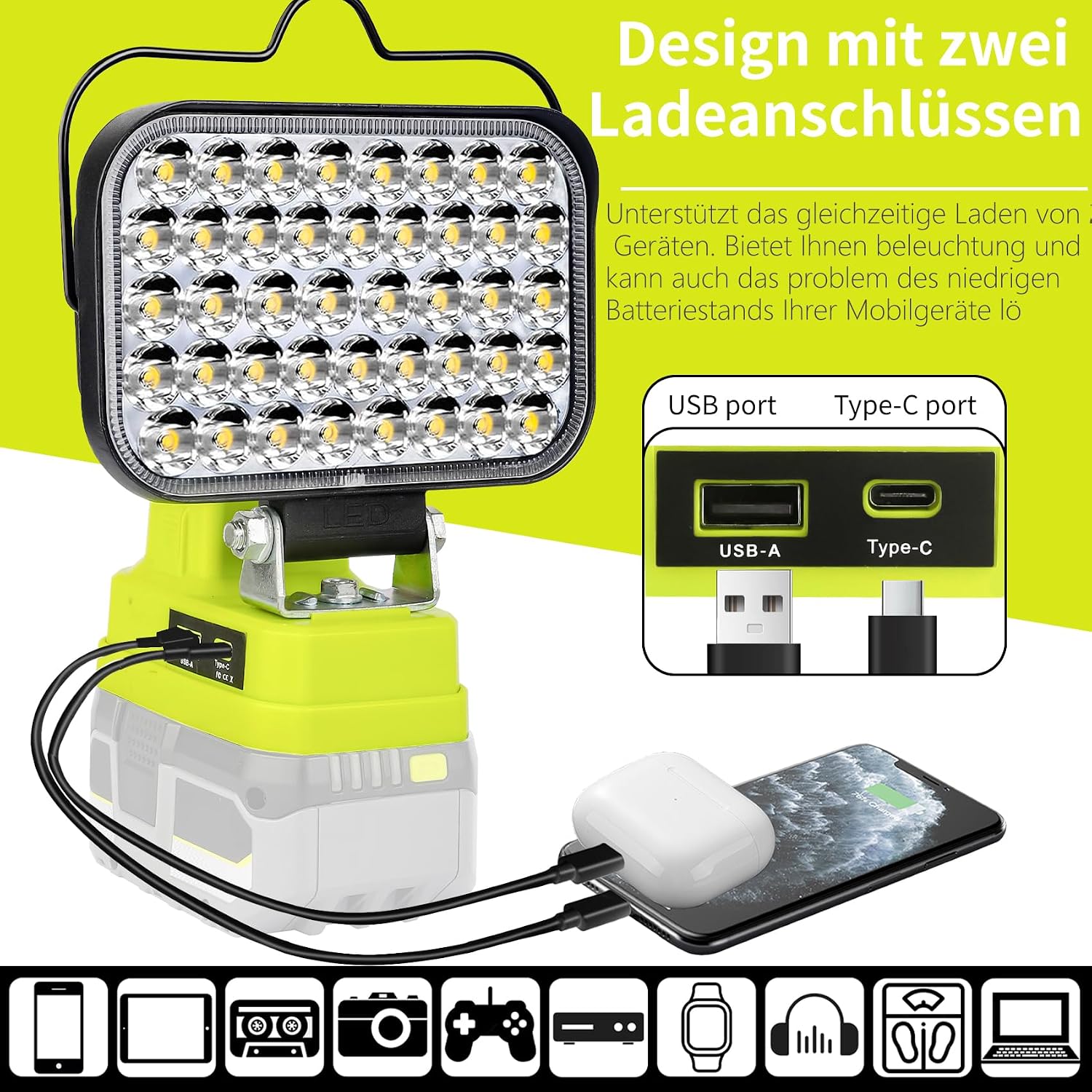 LED Akku Lampe Kompatibel mit Rybi 18V ONE+ 3 LED Akku Lampe Kompatibel mit Rybi 18V ONE+ – Bild 3