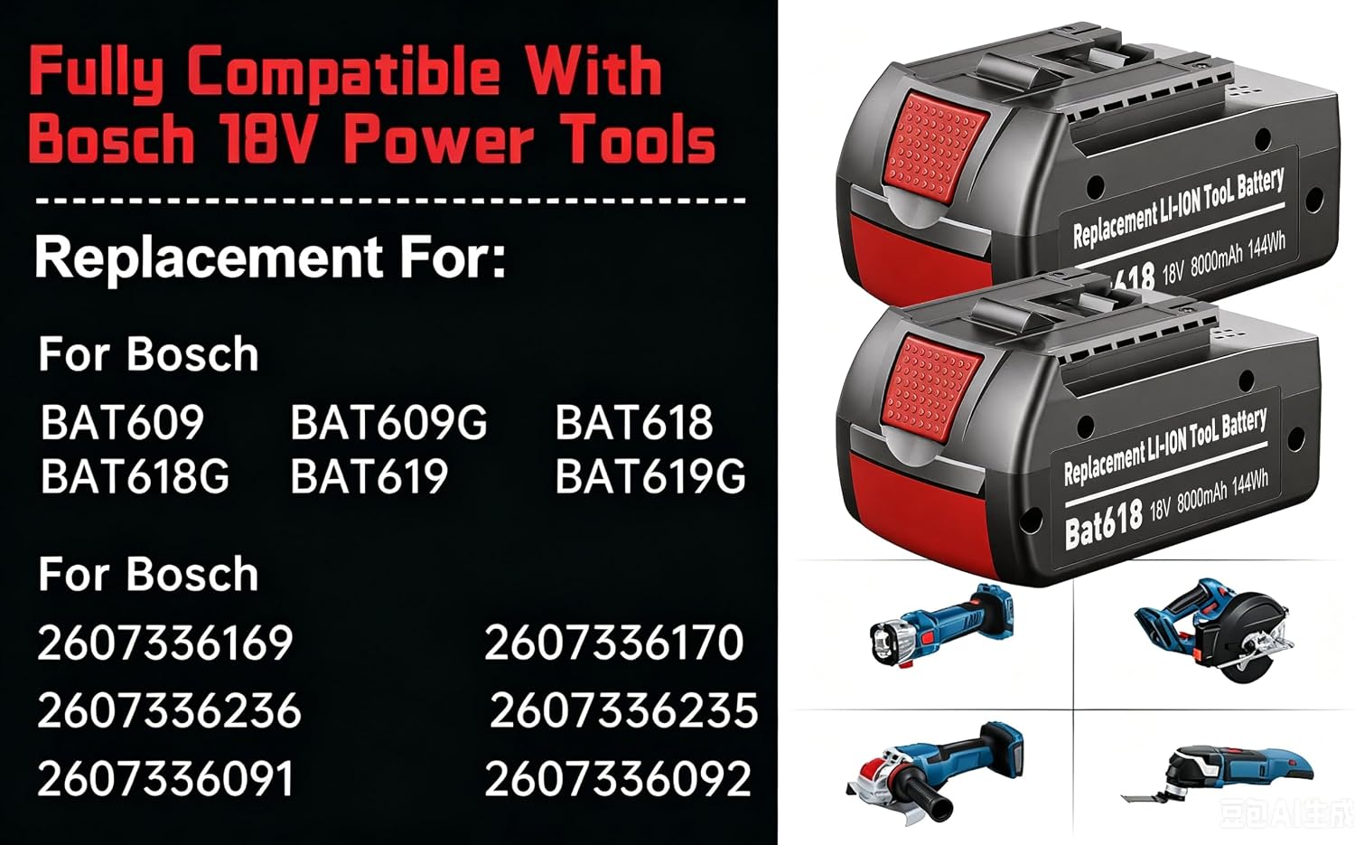 GGiking 2X 8000mAh Ersatzakku für Bosch akku 18V BAT618 5 GGiking 2X 8000mAh Ersatzakku für Bosch akku 18V BAT618 – Bild 5