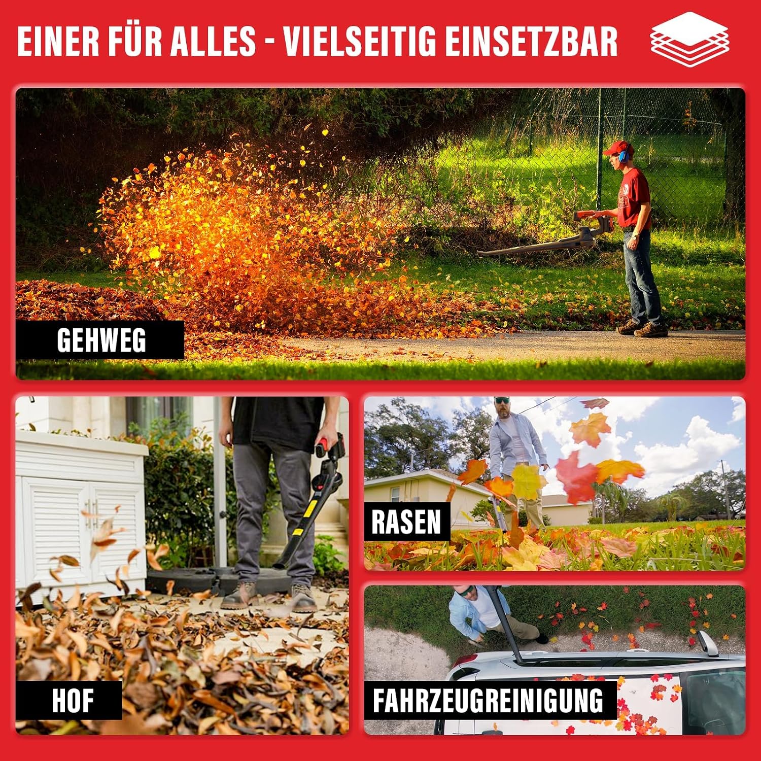 MZK 20V Akku-Laubbläser, 210 km/h & 770 m³/h Laubgebläse, Ultra-Leichter Laubpuster für Garten & Terrasse (Inkl. 2X 4.0Ah Akkus & Ladegerät) 4 MZK 20V Akku-Laubbläser, 210 km/h & 770 m³/h Laubgebläse, Ultra-Leichter Laubpuster für Garten & Terrasse (Inkl. 2X 4.0Ah Akkus & Ladegerät) – Bild 4