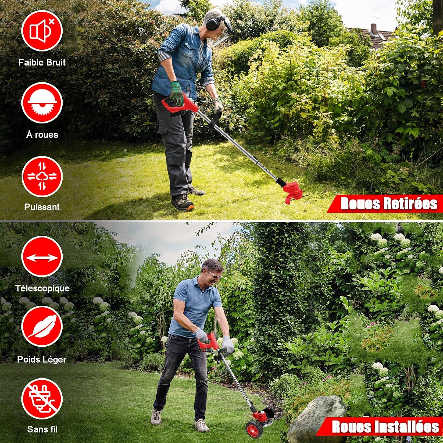 Akku-Rasentrimmer 21V Elektrischer Rasentrimmer - Motorsense akku Mit 2x2000mAh Batterie und 4 Messertypen, kantenschneider und Freischneider Akku für effiziente Rasenpflege und Unkrautbeseitigung 2 Akku-Rasentrimmer 21V Elektrischer Rasentrimmer - Motorsense akku Mit 2x2000mAh Batterie und 4 Messertypen, kantenschneider und Freischneider Akku für effiziente Rasenpflege und Unkrautbeseitigung – Bild 2