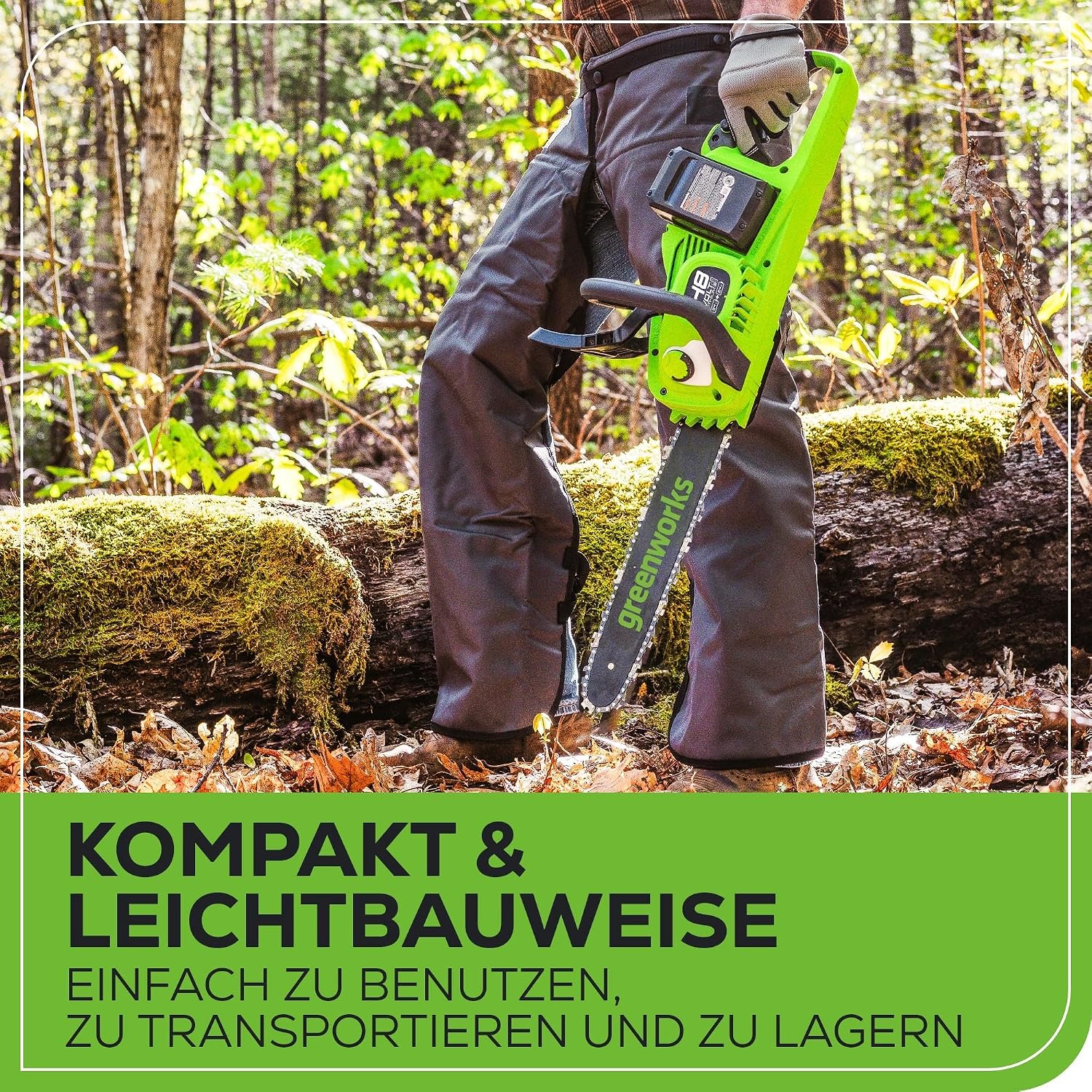 Greenworks 48V (24V x 2) Akku Kettensäge mit bürstenlosem Motor, 35cm Blattlänge, 20 m/s Kettengeschwindigkeit, Auto-Öler, Mit zwei 4Ah Akkus & Doppel-Ladegerät, 3 Jahre Garantie-GD24X2CS36K4X 4 Greenworks 48V (24V x 2) Akku Kettensäge mit bürstenlosem Motor, 35cm Blattlänge, 20 m/s Kettengeschwindigkeit, Auto-Öler, Mit zwei 4Ah Akkus & Doppel-Ladegerät, 3 Jahre Garantie-GD24X2CS36K4X – Bild 4