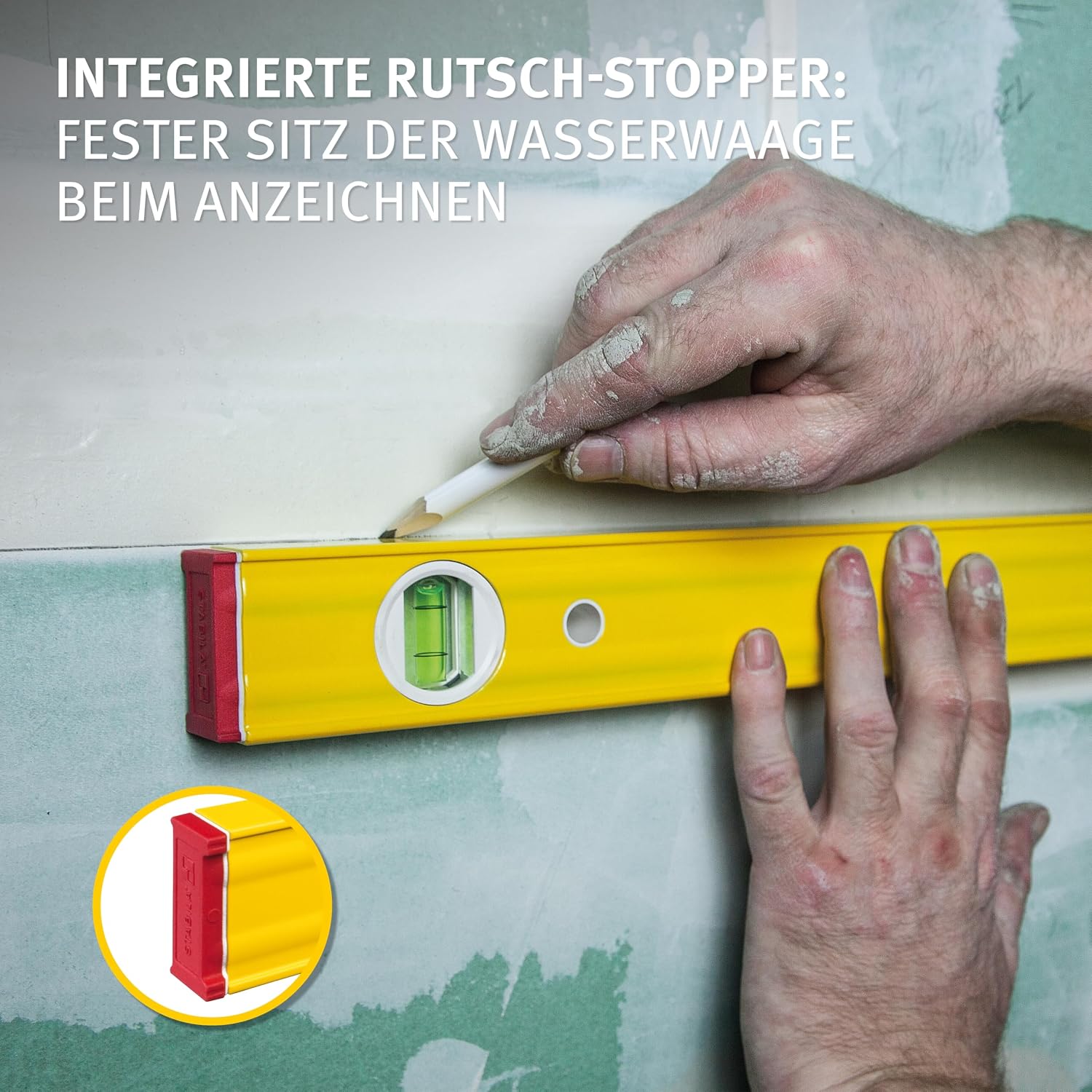 STABILA Wasserwaage Type 80 AS, 30 cm, verstärktes Alu-Profil, 1 Horizontal-1 Vertikal-Libelle, integrierte Rutsch-Stopper, Made in Germany 4 STABILA Wasserwaage Type 80 AS, 30 cm, verstärktes Alu-Profil, 1 Horizontal-1 Vertikal-Libelle, integrierte Rutsch-Stopper, Made in Germany – Bild 4