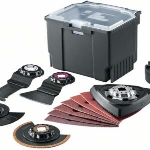 Bosch 12tlg. Starlock Multitool Set Universal (für Innenbereich, Schneiden, Schleifen und Entfernen von Fliesen, in Kleiner Zubehörbox, Zubehör Multifunktionswerkzeug)