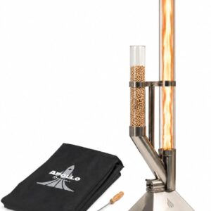 Feuerrohr - Dekorative Feuersäule Outdoor inkl. Reinigungsbürste und Abdeckhaube | Nachhaltige Feuerrohr Pelletfackel für stimmungsvolle Gartenmomente und tolles Ambiente