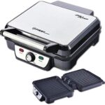 TZS First Austria Elektro-Tischgrill | Grillplatte für Fleisch & Gemüse | Kontaktgrill mit Antihaftbeschichtung | regelbares Thermostat | 1800 W