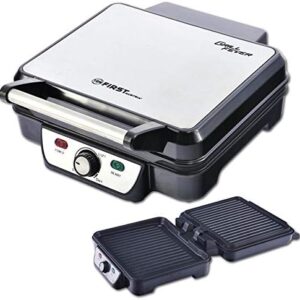 TZS First Austria Elektro-Tischgrill | Grillplatte für Fleisch & Gemüse | Kontaktgrill mit Antihaftbeschichtung | regelbares Thermostat | 1800 W