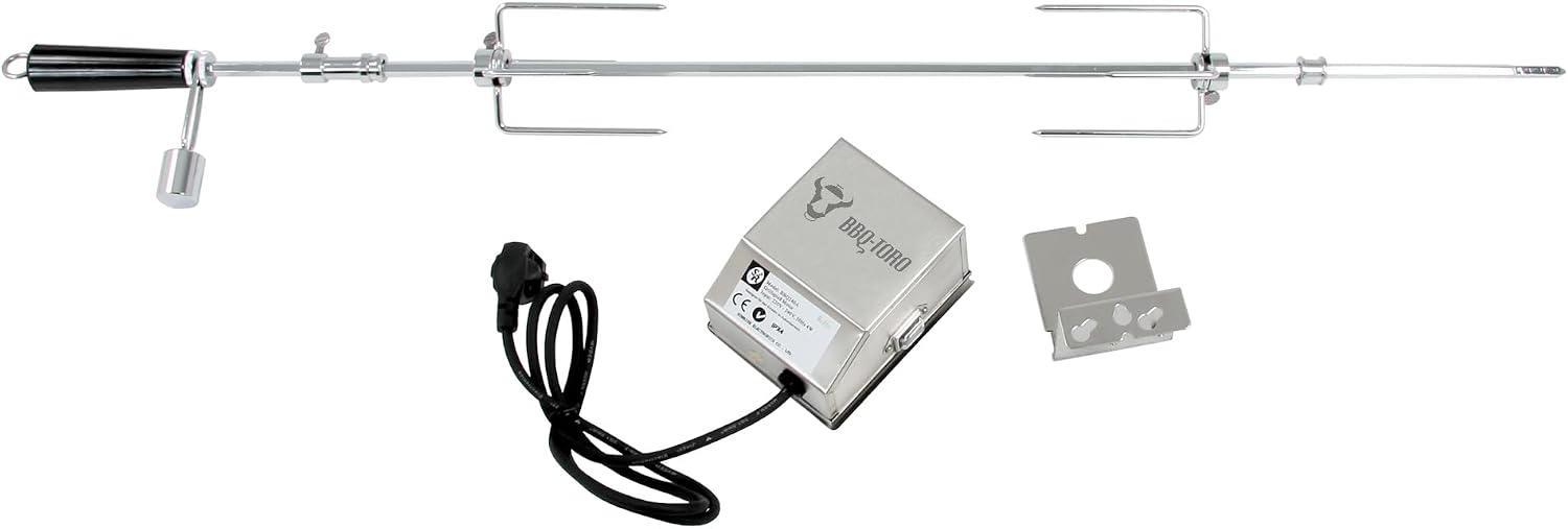 BBQ-Toro Grillspieß Set 90 cm, 220V - 240V Edelstahl Motor, 2X Fleischnadeln, Lager | Ausgleichsgewicht und Motorhalterung | Drehspieß für Gasgrill, Rotisserie, Drehspieß | Elektrisch 2 BBQ-Toro Grillspieß Set 90 cm, 220V - 240V Edelstahl Motor, 2X Fleischnadeln, Lager | Ausgleichsgewicht und Motorhalterung | Drehspieß für Gasgrill, Rotisserie, Drehspieß | Elektrisch – Bild 2