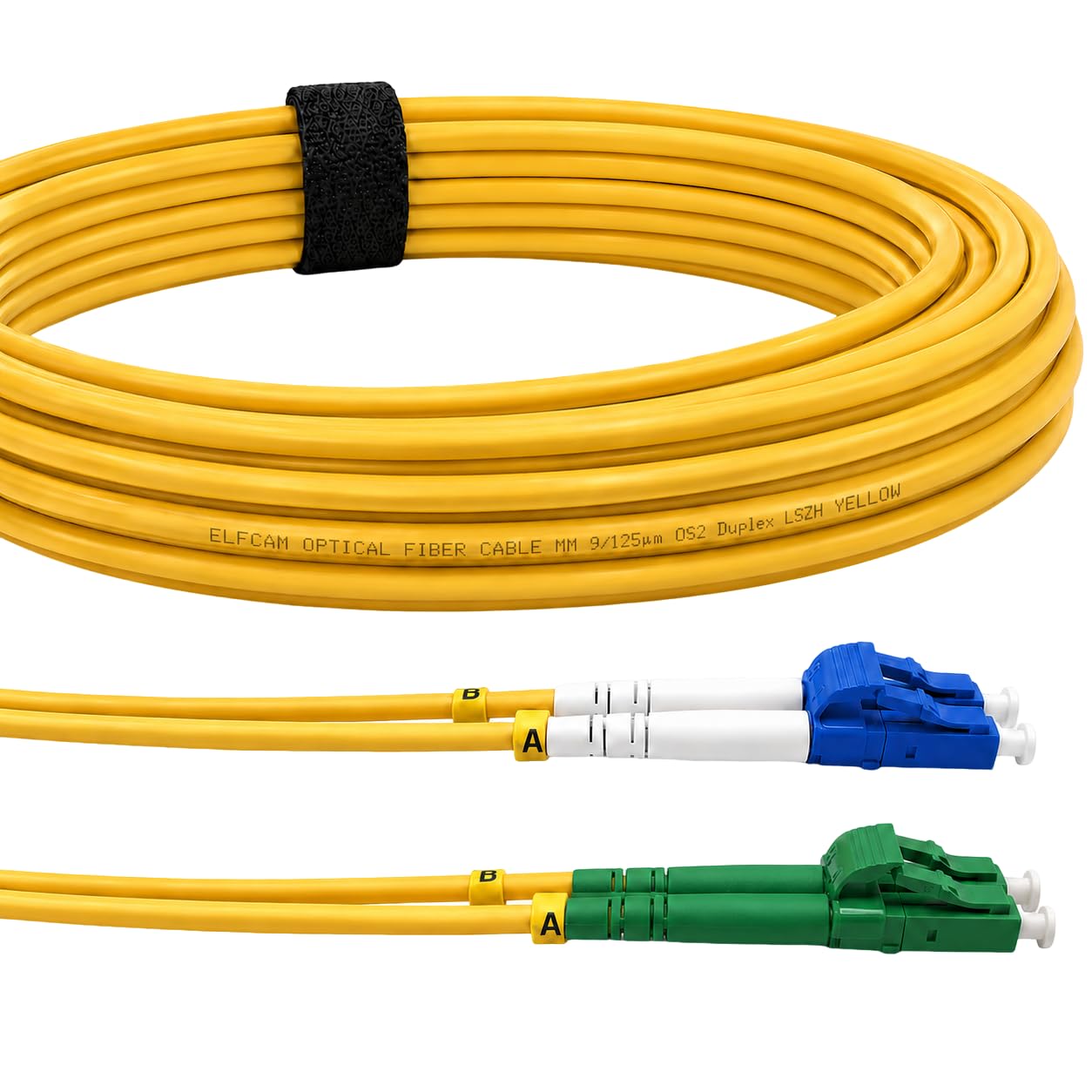 Elfcam® - LWL Kabel OS2 LC/APC zu LC/UPC Singlemode Duplex 9/125um Glasfaser-kabel LSZH, 1M 1 Elfcam® - LWL Kabel OS2 LC/APC zu LC/UPC Singlemode Duplex 9/125um Glasfaser-kabel LSZH, 1M