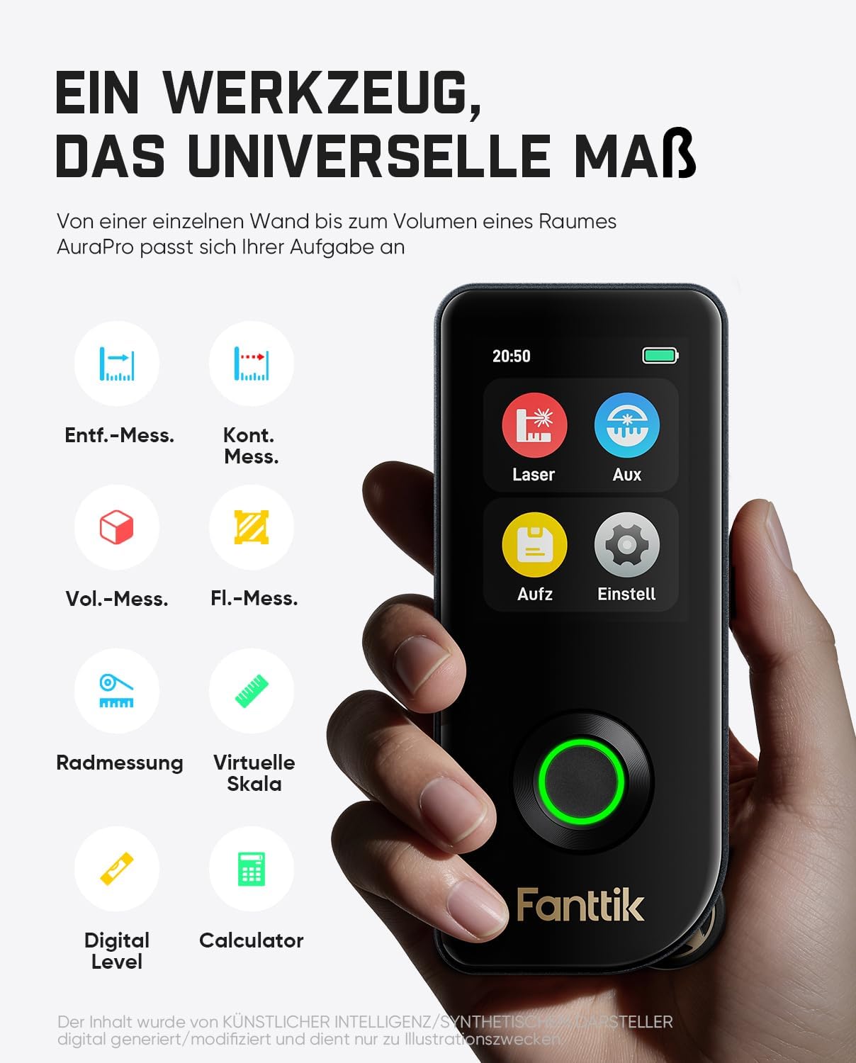 Fanttik A11 Ultra 3-in-1 Laser-Entfernungsmesser, IPS-Touchscreen 3 Fanttik A11 Ultra 3-in-1 Laser-Entfernungsmesser, IPS-Touchscreen – Bild 3