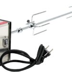 BBQ-Toro Grillspieß Set 90 cm, 220V - 240V Edelstahl Motor, 2X Fleischnadeln, Lager | Ausgleichsgewicht und Motorhalterung | Drehspieß für Gasgrill, Rotisserie, Drehspieß | Elektrisch