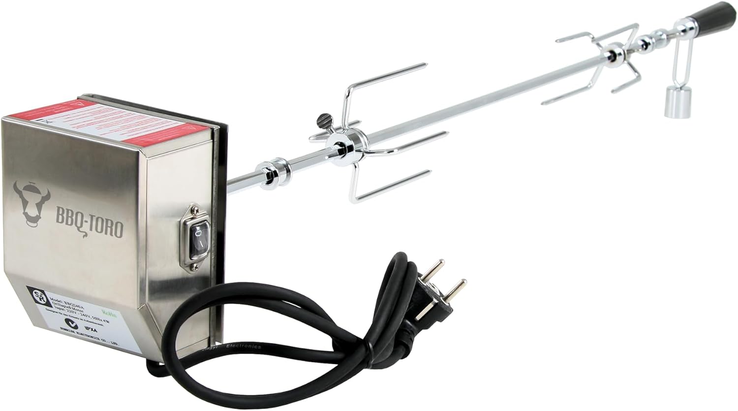 BBQ-Toro Grillspieß Set 90 cm, 220V - 240V Edelstahl Motor, 2X Fleischnadeln, Lager | Ausgleichsgewicht und Motorhalterung | Drehspieß für Gasgrill, Rotisserie, Drehspieß | Elektrisch 1 BBQ-Toro Grillspieß Set 90 cm, 220V - 240V Edelstahl Motor, 2X Fleischnadeln, Lager | Ausgleichsgewicht und Motorhalterung | Drehspieß für Gasgrill, Rotisserie, Drehspieß | Elektrisch