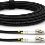 Elfcam® - 100m Gepanzerte Glasfaser-kabel LC/UPC auf LC/UPC OM3 Multimode Duplex 50/125um LSZH, LWL-Kabel LC für den Innen- und Außenbereich, Schwarz, 100M