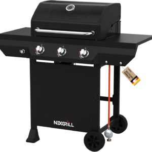 Nexgrill Classic 3-Brenner Gasgrill – Kompakter Outdoor-Gas grill mit porzellanbeschichteten Gusseisenrosten, Even-Heat-System – Garten, Balkon & BBQ-Events