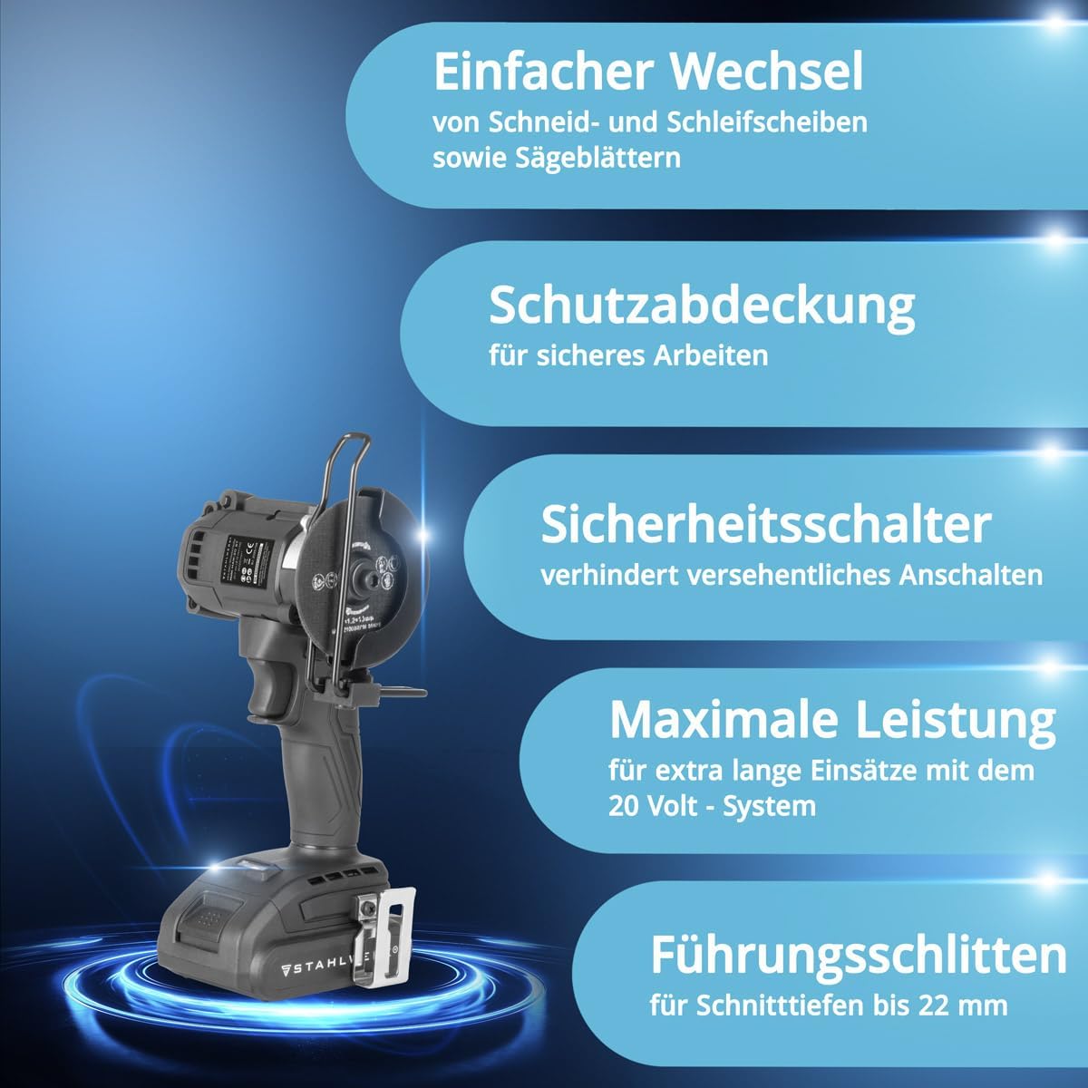 STAHLWERK Mini-Akku-Winkelschleifer MAW-20 ST, 2 Ah Akku, 20.000 U/min 3 STAHLWERK Mini-Akku-Winkelschleifer MAW-20 ST, 2 Ah Akku, 20.000 U/min – Bild 3