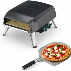 Jamie Oliver by Tefal Pizzaofen mit drehbarem Pizzastein, Pizzaofen für Zuhause, Gas-Pizzaofen, 360° drehbarer Stein, kompaktes Design, inkl. Pizzaschaufel, JM4168D0