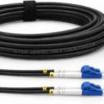 Elfcam® - 20m Gepanzerte Glasfaser-kabel LC/UPC auf LC/UPC OS2 Duplex Singlemode 9/125µm LSZH, LWL-Kabel LC UPC für den Innen- und Außenbereich, Schwarz, 20m