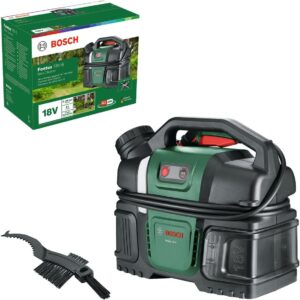 Bosch Akku-Druckreiniger Fontus 18V-6 für Fahrräder (mobil, mini, 6-Liter-Wassertank, 8 Druckstufen, Aufbewahrung für Schlauch und Pistole, onhe Akku)