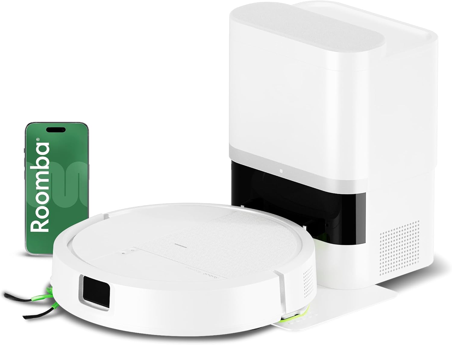 iRobot Roomba® 115 Combo Saug- und Wischroboter + AutoEmpty™ Dock, 15k Pa Saugleistung, Bürsten und Wischpad reichen, Navigation mit Clearview™ LiDAR, Weiß