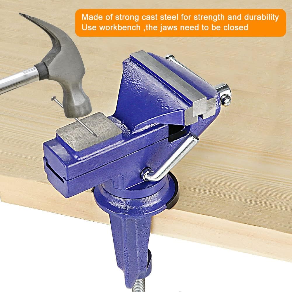 Tischschraubstock, 80mm Klein Schraubstock Klemmbar für Werkbank, Schraubstock Drehbar 360° mit Amboss & Achse für Holzbearbeitung, Bohren, Schneiden 2 Tischschraubstock, 80mm Klein Schraubstock Klemmbar für Werkbank, Schraubstock Drehbar 360° mit Amboss & Achse für Holzbearbeitung, Bohren, Schneiden – Bild 2