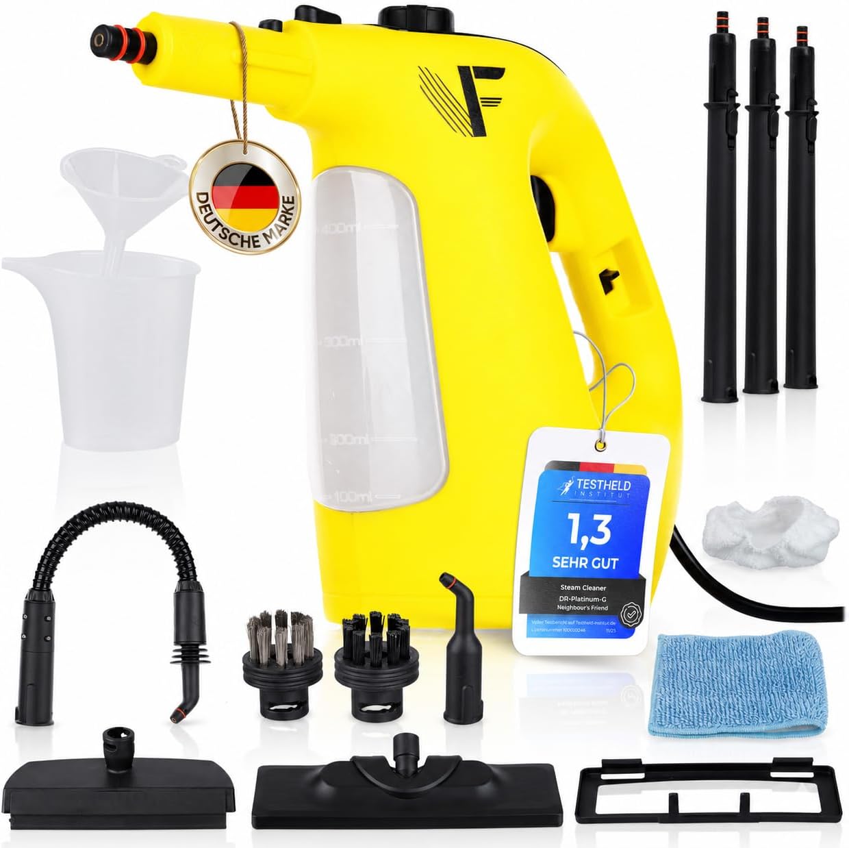 Neighbour's Friend® Dampfreiniger 2 in 1 mit Dampf Mop Funktion – Leistungsstarker Handdampfreiniger 1500W, 4m Kabel, 450ml Tank I Dampfreiniger Handgerät für Boden, Fenster, Bad, Teppich, Küche 1 Neighbour's Friend® Dampfreiniger 2 in 1 mit Dampf Mop Funktion – Leistungsstarker Handdampfreiniger 1500W, 4m Kabel, 450ml Tank I Dampfreiniger Handgerät für Boden, Fenster, Bad, Teppich, Küche