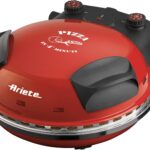 Ariete Pizzaofen 909, 4-Minuten-Pizza, Pizzaofen mit 5 Garstufen, Feuerfeste Platte zum Wiederaufwärmen, Holzbrettchen im Lieferumfang Enthalten, Max. Temperatur 400°C, 1200W, Rot