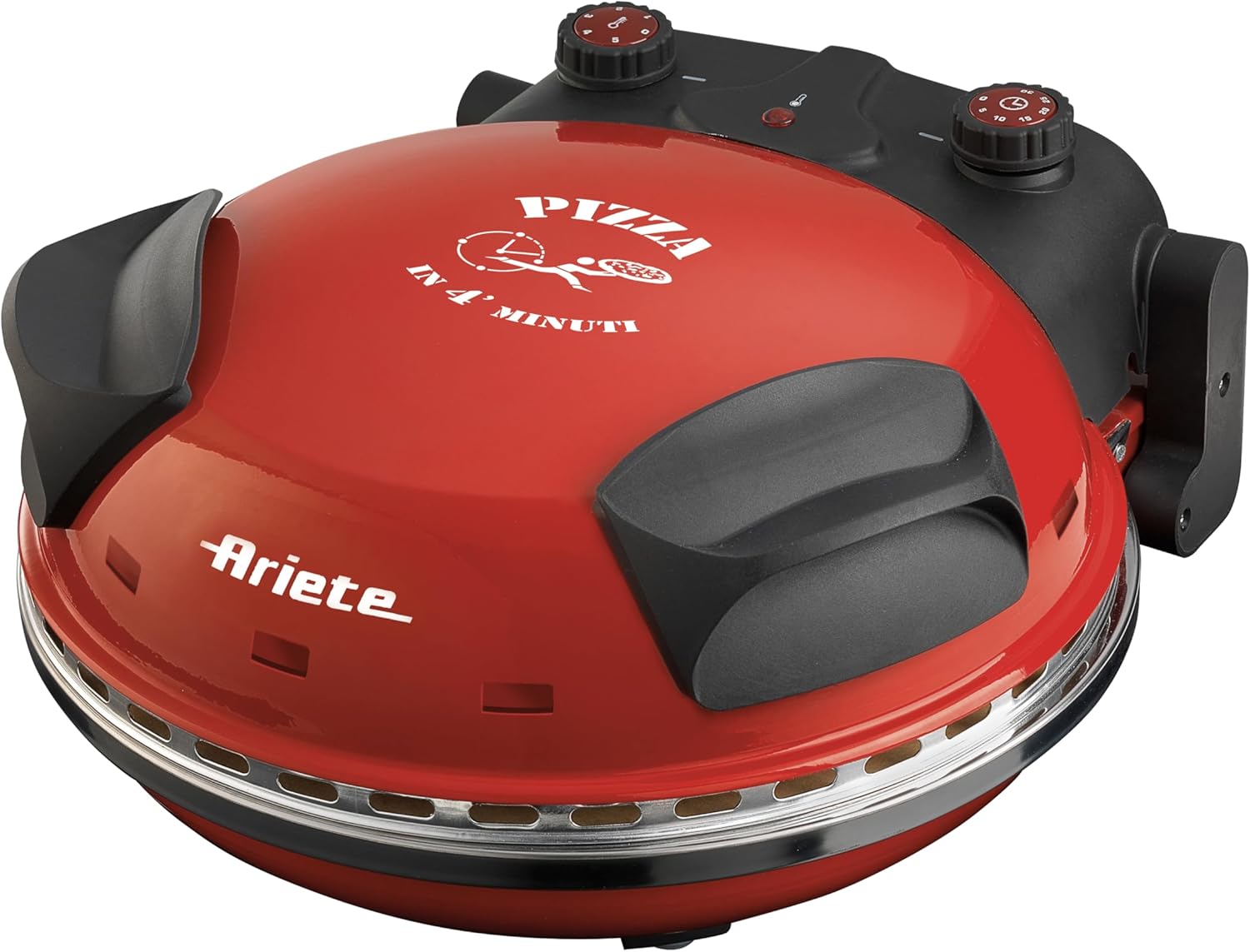 Ariete Pizzaofen 909, 4-Minuten-Pizza, Pizzaofen mit 5 Garstufen, Feuerfeste Platte zum Wiederaufwärmen, Holzbrettchen im Lieferumfang Enthalten, Max. Temperatur 400°C, 1200W, Rot 1 Ariete Pizzaofen 909, 4-Minuten-Pizza, Pizzaofen mit 5 Garstufen, Feuerfeste Platte zum Wiederaufwärmen, Holzbrettchen im Lieferumfang Enthalten, Max. Temperatur 400°C, 1200W, Rot