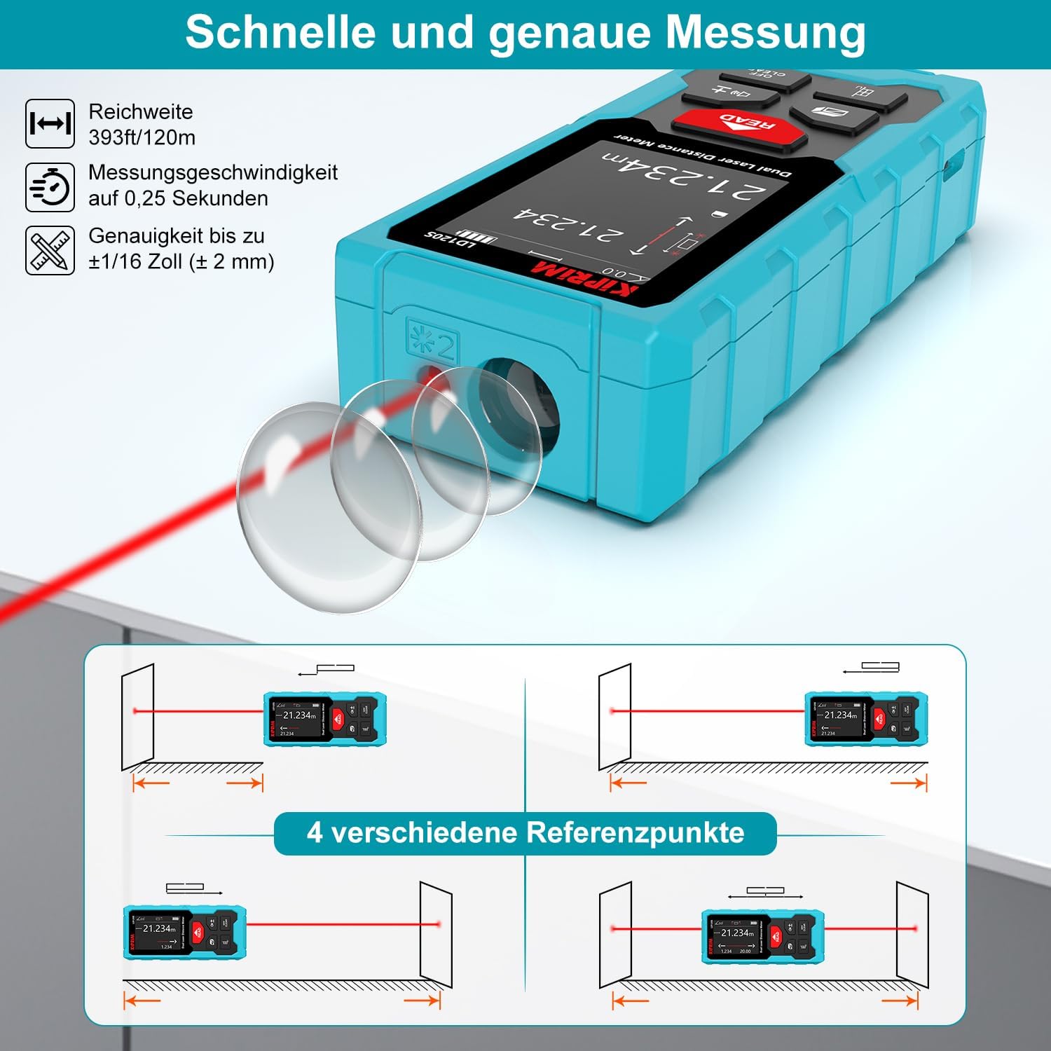 Kiprim LD120S Bilaterale Laser-Entfernungsmesser bis 120 m 4 Kiprim LD120S Bilaterale Laser-Entfernungsmesser bis 120 m – Bild 4