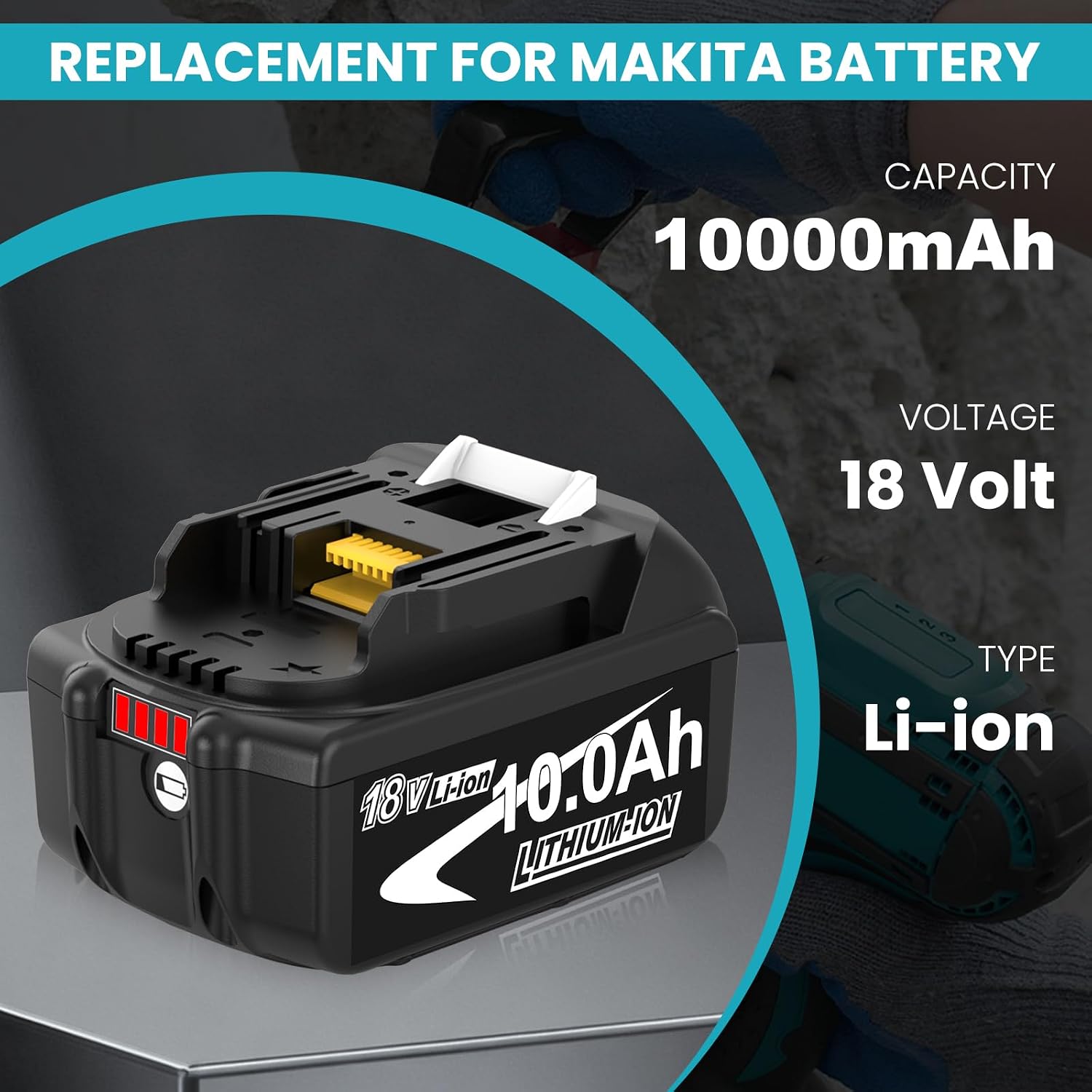 4Stück 18V 10.0Ah/10000mAh für Makita Akku 18V LXT Werkzeuge 2 4Stück 18V 10.0Ah/10000mAh für Makita Akku 18V LXT Werkzeuge – Bild 2
