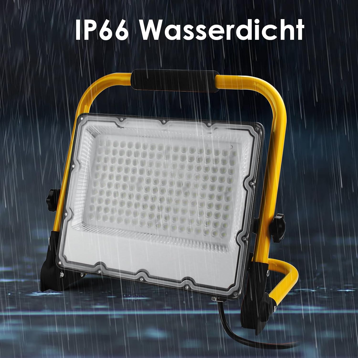 150W LED Baustrahler mit Stativ und 4m VDE Gummikabel, IP66, 6500K 3 150W LED Baustrahler mit Stativ und 4m VDE Gummikabel, IP66, 6500K – Bild 3