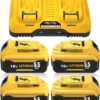 4 Stück Ersatzakku für Dewalt Akku 18V 5.5Ah + Doppel-Ladegerät DCB102 7 711aJsZH0PL. AC SL1500