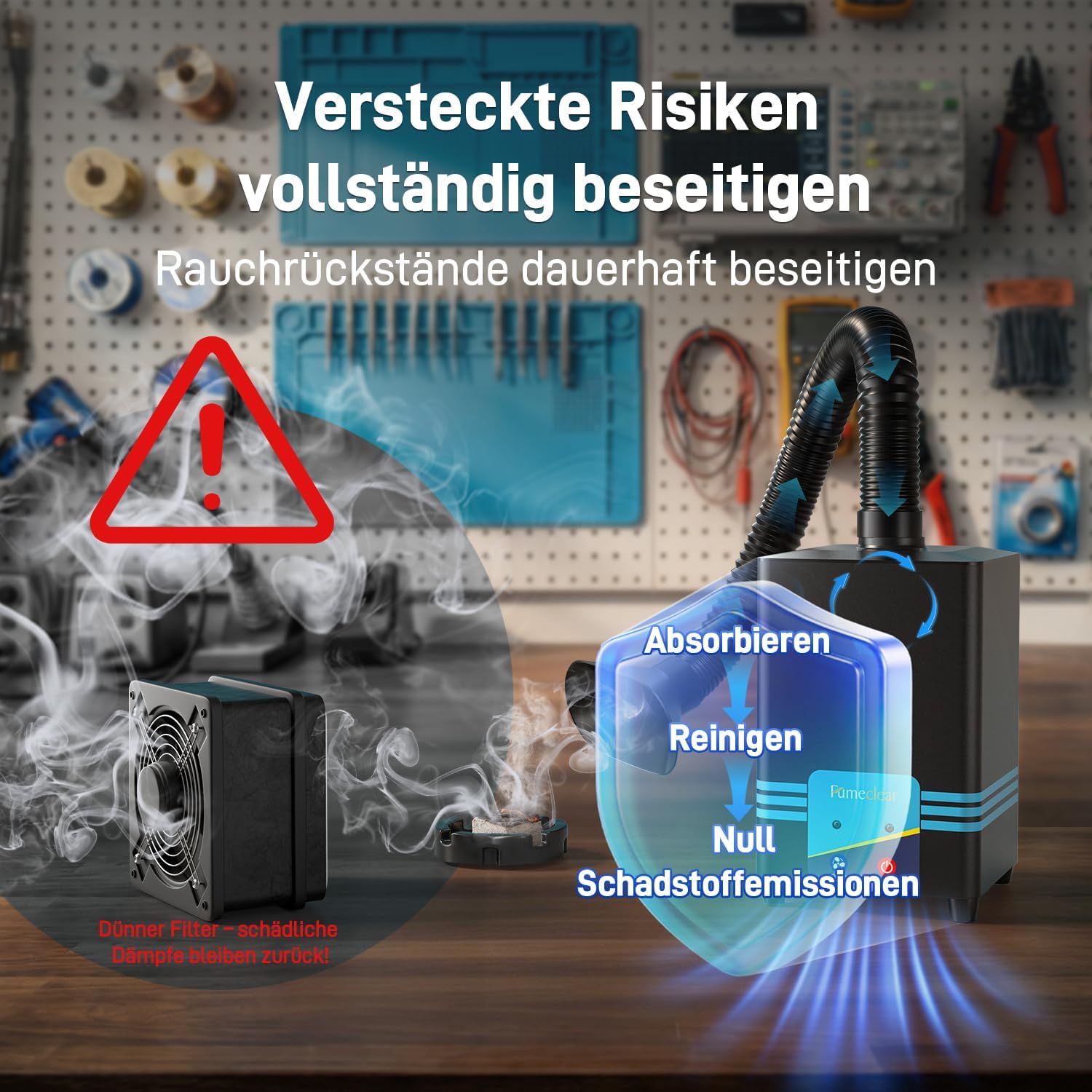 FumeClear FC-2001S lötrauchabsaugung, 128–168 m³/h starker Sog, niedriger Geräuschpegel & hocheffizient, 3 Geschwindigkeitsstufen, geeignet für manuelles Löten 4 FumeClear FC-2001S lötrauchabsaugung, 128–168 m³/h starker Sog, niedriger Geräuschpegel & hocheffizient, 3 Geschwindigkeitsstufen, geeignet für manuelles Löten – Bild 4