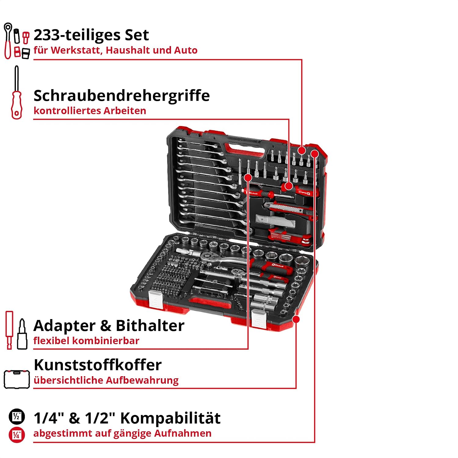 Einhell 233-tlg. Werkzeugkoffer Mechanik 5 Einhell 233-tlg. Werkzeugkoffer Mechanik – Bild 5