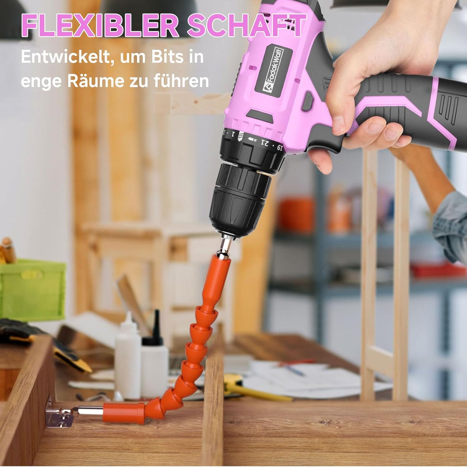 Akkuschrauber Klein, Akku Bohrmaschine 12V, FADAKWALT Mini Akkuschrauber mit 50-tlg Zubehör, 21+1 Drehmoment,19 Nm Max. LED-Licht, Akkubohrer für Reparatur und DIY 5 Akkuschrauber Klein, Akku Bohrmaschine 12V, FADAKWALT Mini Akkuschrauber mit 50-tlg Zubehör, 21+1 Drehmoment,19 Nm Max. LED-Licht, Akkubohrer für Reparatur und DIY – Bild 5