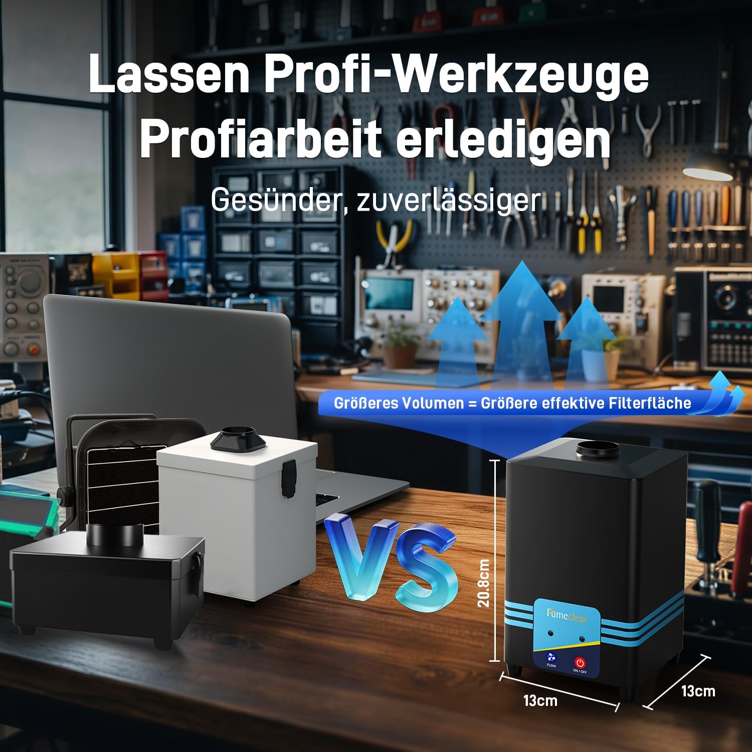 FumeClear FC-2001S lötrauchabsaugung, 128–168 m³/h starker Sog, niedriger Geräuschpegel & hocheffizient, 3 Geschwindigkeitsstufen, geeignet für manuelles Löten 3 FumeClear FC-2001S lötrauchabsaugung, 128–168 m³/h starker Sog, niedriger Geräuschpegel & hocheffizient, 3 Geschwindigkeitsstufen, geeignet für manuelles Löten – Bild 3