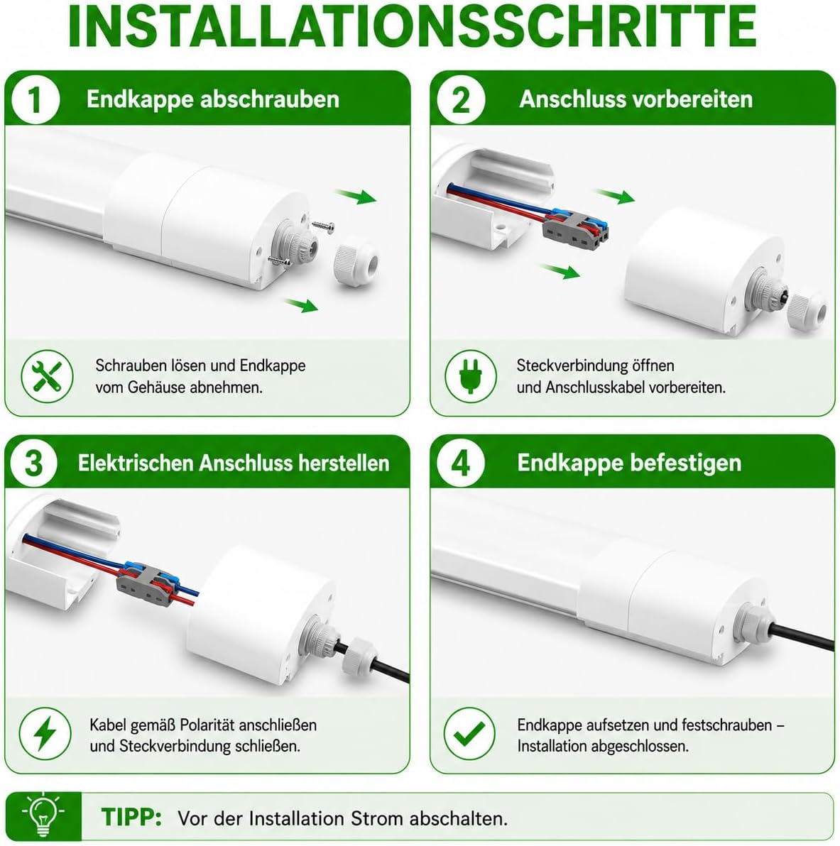 LED Feuchtraumleuchte mit Bewegungsmelder 60cm, 20W 2400LM IP65 Kellerleuchte, Kellerlampe LED 4000K, LED Röhre mit Sensor für Garage Flur Keller Treppe Büro 5 LED Feuchtraumleuchte mit Bewegungsmelder 60cm, 20W 2400LM IP65 Kellerleuchte, Kellerlampe LED 4000K, LED Röhre mit Sensor für Garage Flur Keller Treppe Büro – Bild 5