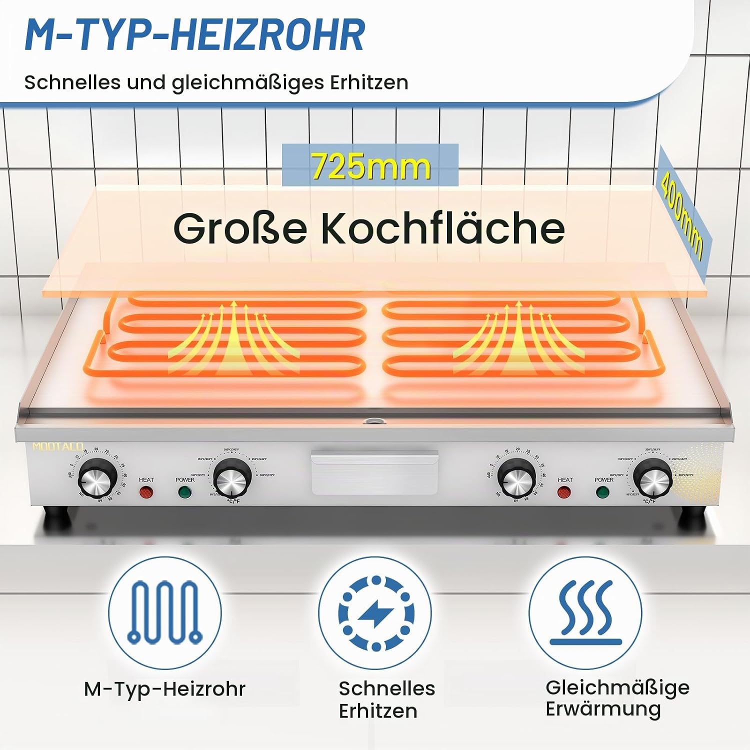 73cm Elektrische Grillplatte Gastro Elektrogrill mit Zeitschaltuhr 3 73cm Elektrische Grillplatte Gastro Elektrogrill mit Zeitschaltuhr – Bild 3