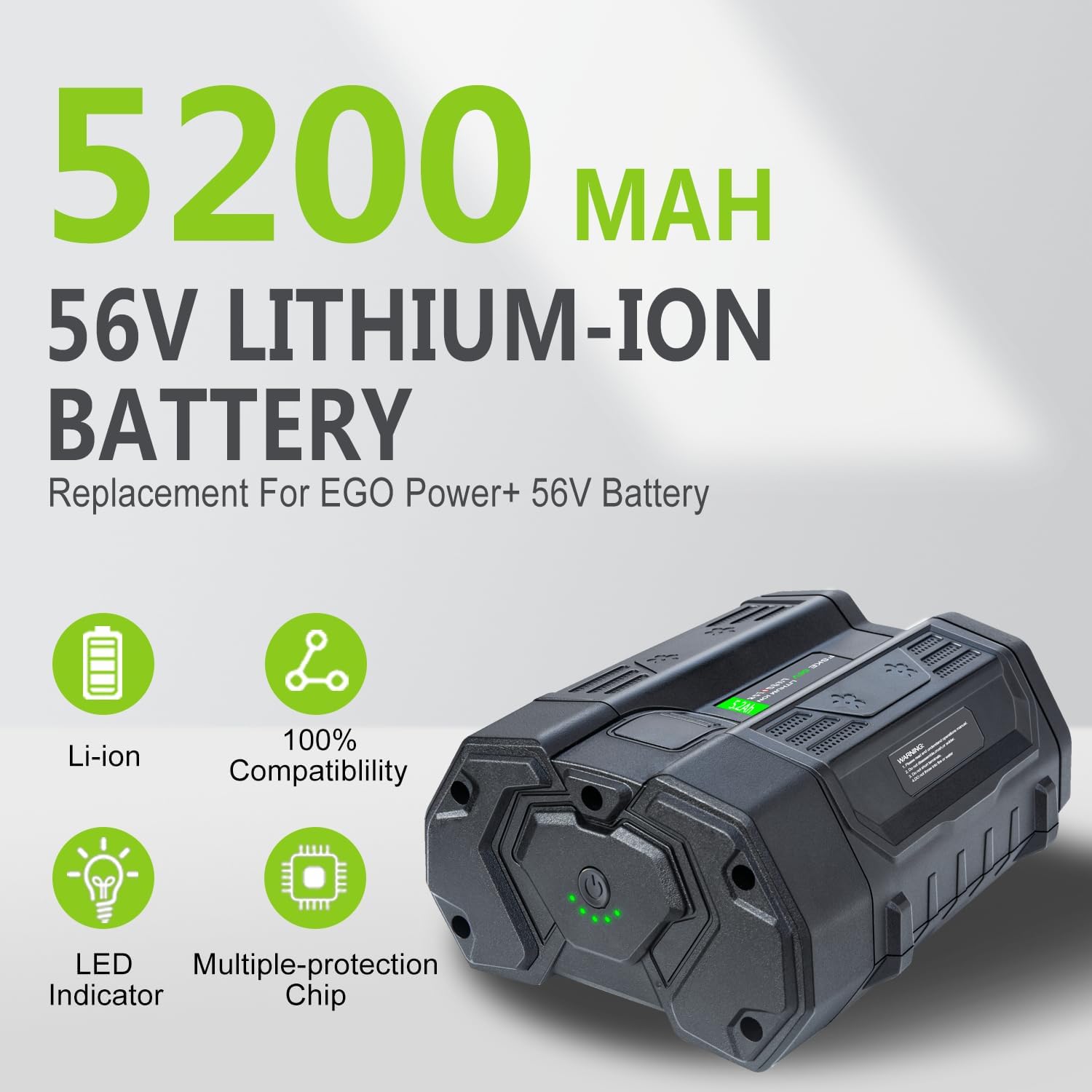 56V 5,2Ah Li-Ion Ersatzakku BA2800 für EGO 56V Akku BA1400T BA2800T BA4200 BA4200T 2 56V 5,2Ah Li-Ion Ersatzakku BA2800 für EGO 56V Akku BA1400T BA2800T BA4200 BA4200T – Bild 2