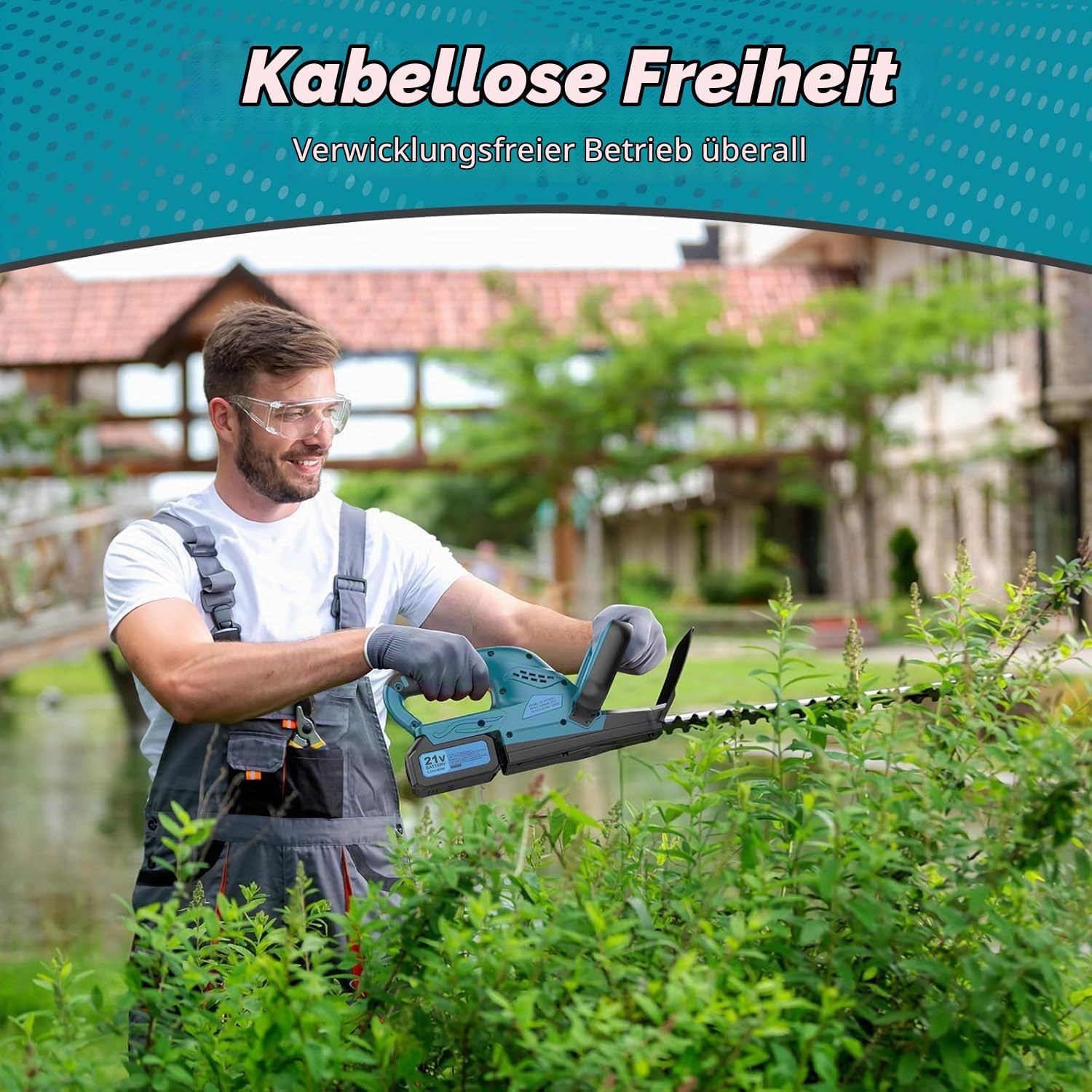 21V Brushless Akku-Heckenschere mit 3.0Ah Akku & Ladegerät – 500W Power, 3000 U/min, 530mm Schnittlänge & 20mm Zahnabstand | Professioneller Heckentrimmer für Dicke Äste 5 21V Brushless Akku-Heckenschere mit 3.0Ah Akku & Ladegerät – 500W Power, 3000 U/min, 530mm Schnittlänge & 20mm Zahnabstand | Professioneller Heckentrimmer für Dicke Äste – Bild 5
