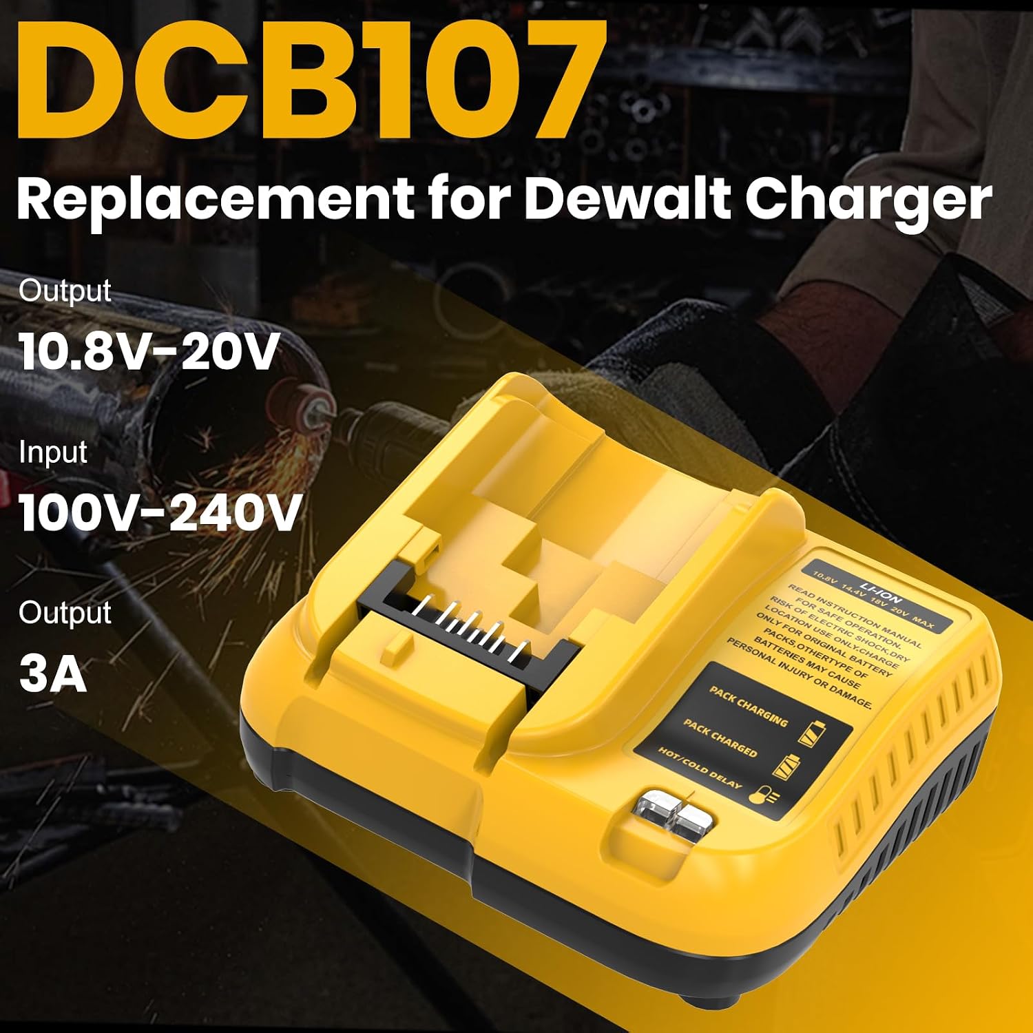 2X10.0Ah/10000mAh Ersatzakku für Dewalt Akku 18V + Ladegerät DCB107 3 2X10.0Ah/10000mAh Ersatzakku für Dewalt Akku 18V + Ladegerät DCB107 – Bild 3
