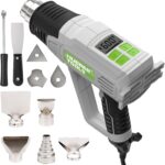 Huepar Tools 2300W Heißluftfön mit Groß LCD-Digitalanzeige, Heißluftpistole 50℃-660℃ Temperatur und Luftstrom einstellbar, mit 10 Zubehör, Keramik-Heizkern Heissluftföhn, Kühlfunktion, Überlastschutz