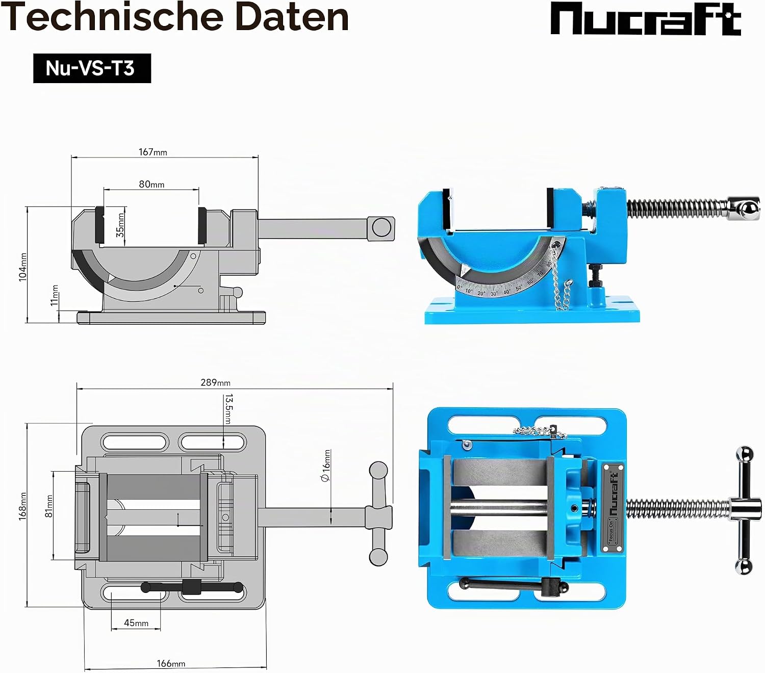 Nucraft Bohrmaschinen-Schraubstock Kippbarer 80mm/3''für Säulenbohrmaschine 2 Nucraft Bohrmaschinen-Schraubstock Kippbarer 80mm/3''für Säulenbohrmaschine – Bild 2