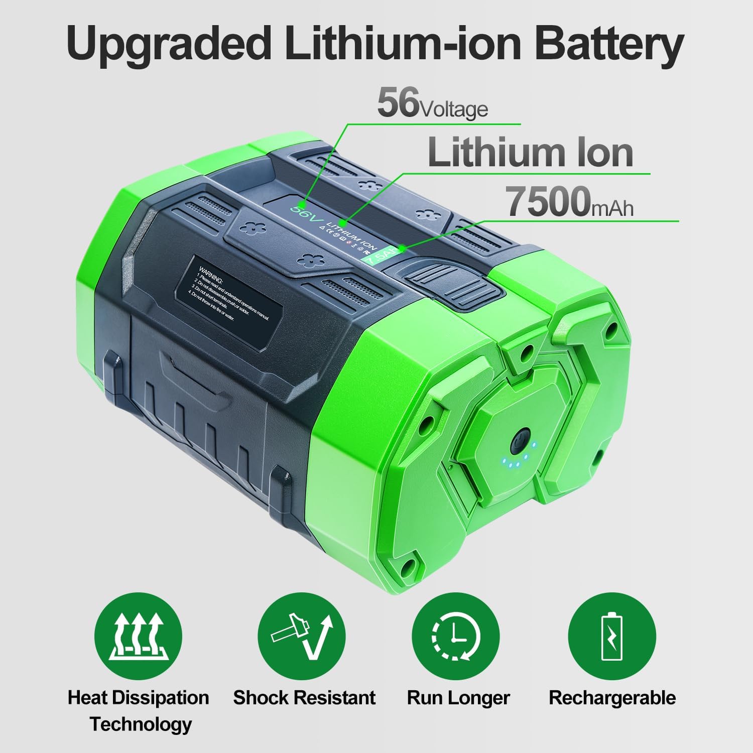 56V 7,5Ah Li-Ion Ersatzakku für EGO 56V Akku BA4200 BA2800 BA2800T BA4200T 2 56V 7,5Ah Li-Ion Ersatzakku für EGO 56V Akku BA4200 BA2800 BA2800T BA4200T – Bild 2