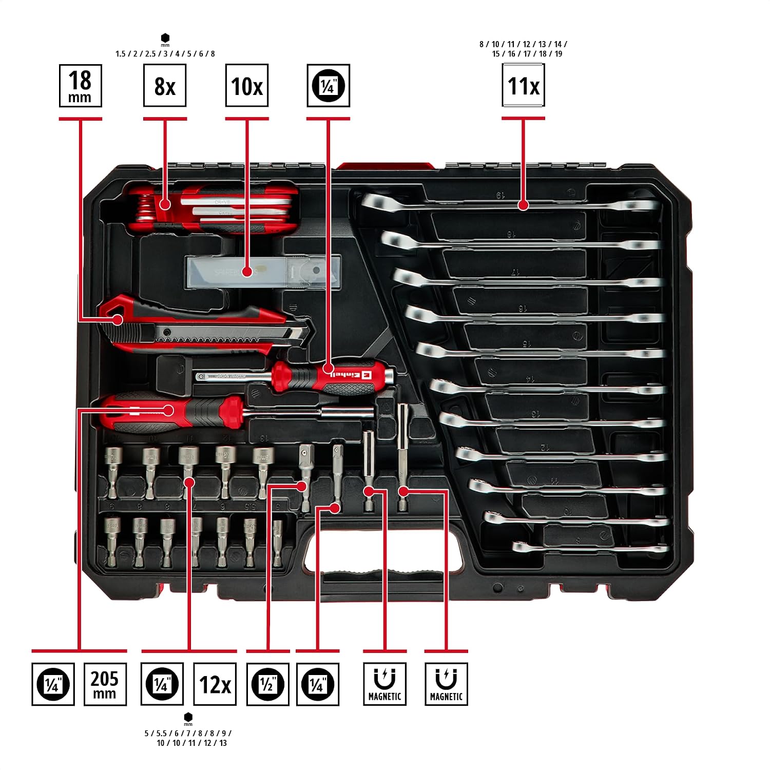 Einhell 233-tlg. Werkzeugkoffer Mechanik 3 Einhell 233-tlg. Werkzeugkoffer Mechanik – Bild 3