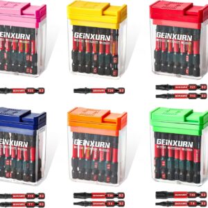 Geinxurn Impact Torx Schraubendreher Bits Set, 90 Stücke 50mm Bitsatz Magnetisch S2 Stahl Multi Treiber Bits mit Lagerung Bunte Box